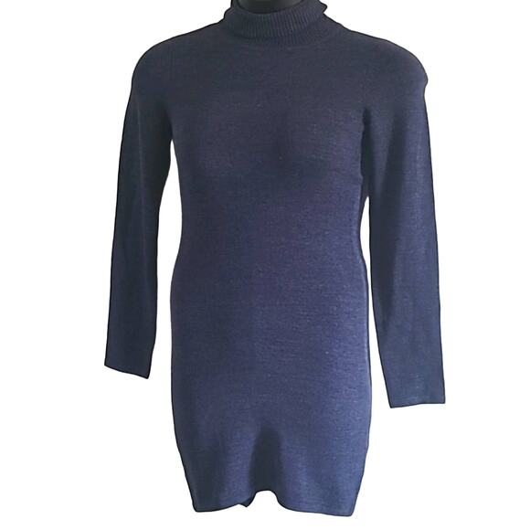 French Connection Women's Bodycon Knit Mini Sweater Dress - Dark Blue Size L NWT - Picture 5 of 10